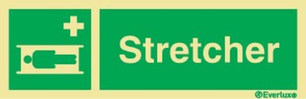 Stretcher sign with supplementary text